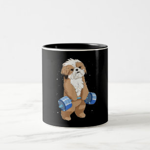 Caneca De Café Em Dois Tons Engraçado Cachorro Levantando Shih Tzu