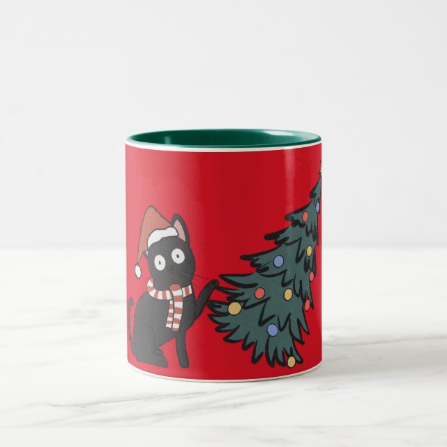 Caneca De Café Em Dois Tons Engraçado Cama de Natal (Centro)