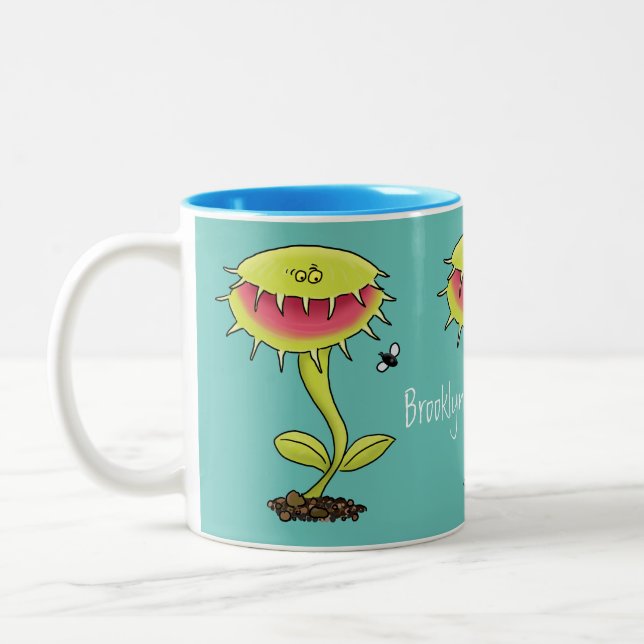 Caneca De Café Em Dois Tons Engraçado carnívoro Venus mosca cartoon (Esquerda)