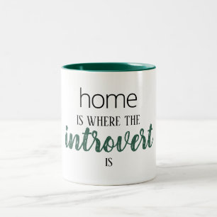 Caneca De Café Em Dois Tons Engraçado "Casa é onde o introvertido está" Mug