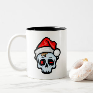 Caneca De Café Em Dois Tons Engraçado Caveira de Natal, Estilo de Cartoon