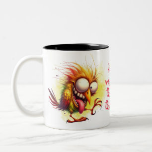 Caneca De Café Em Dois Tons Engraçado cita Pássaro Quente Quadrado Engraçado