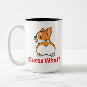 Caneca De Café Em Dois Tons Engraçado Corgi Mug, Adivinha O Quê? Bumbum Corg