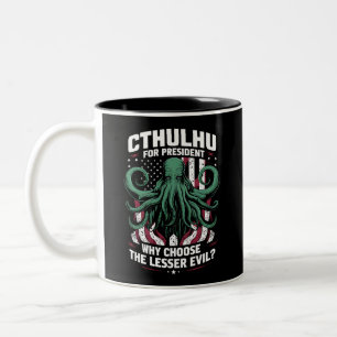 Caneca De Café Em Dois Tons Engraçado Cthulhu Para Presidente Eleições 2024