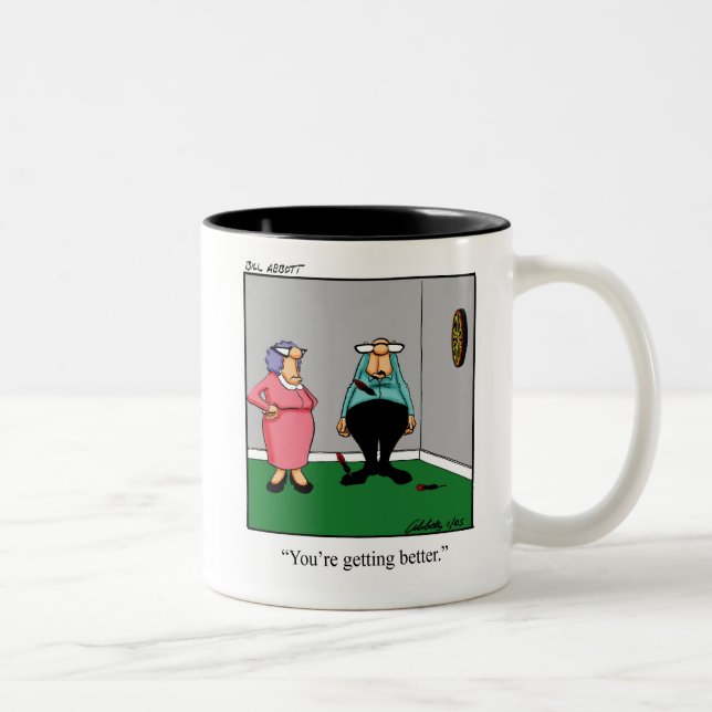 Caneca De Café Em Dois Tons Engraçado Dardos Humor MUg (Direita)