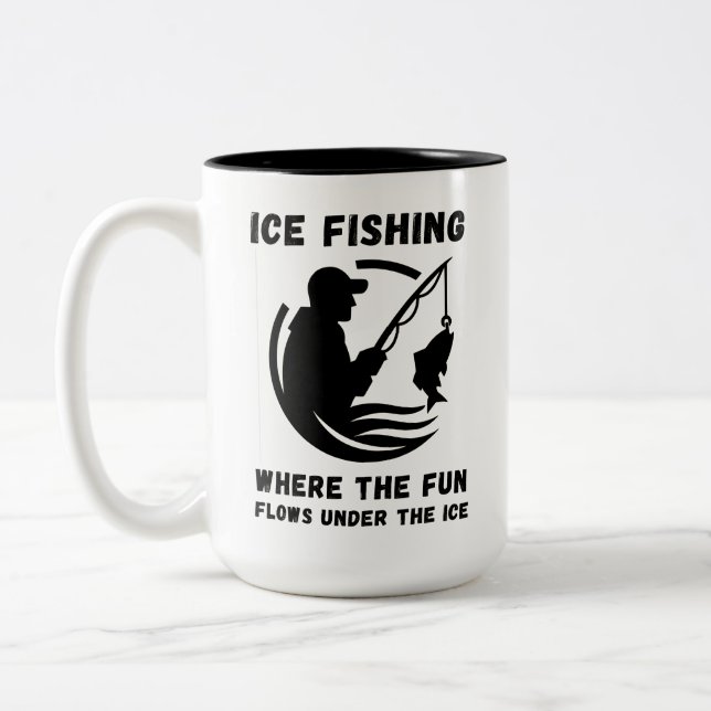 Caneca De Café Em Dois Tons Engraçado De Pesca De Gelo (Esquerda)