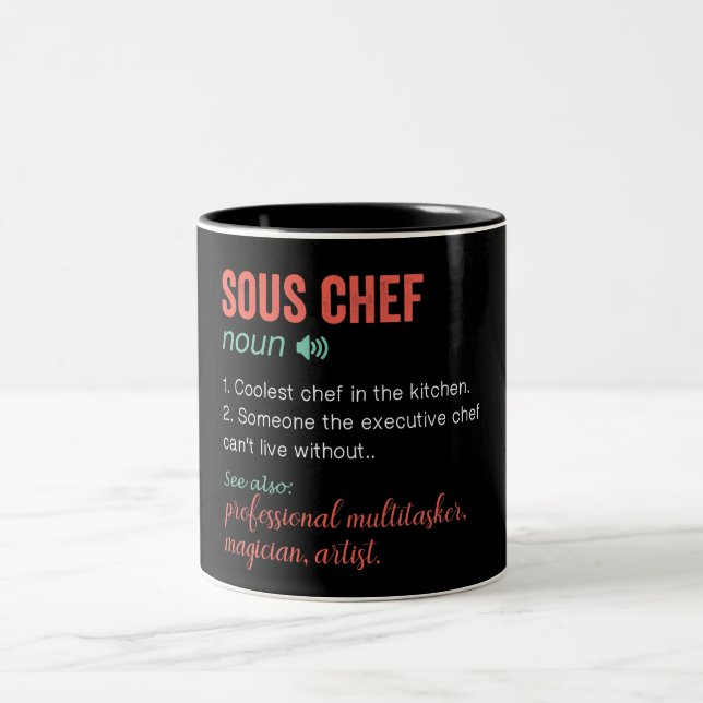 Caneca De Café Em Dois Tons Engraçado Definição de Chef Sous (Centro)