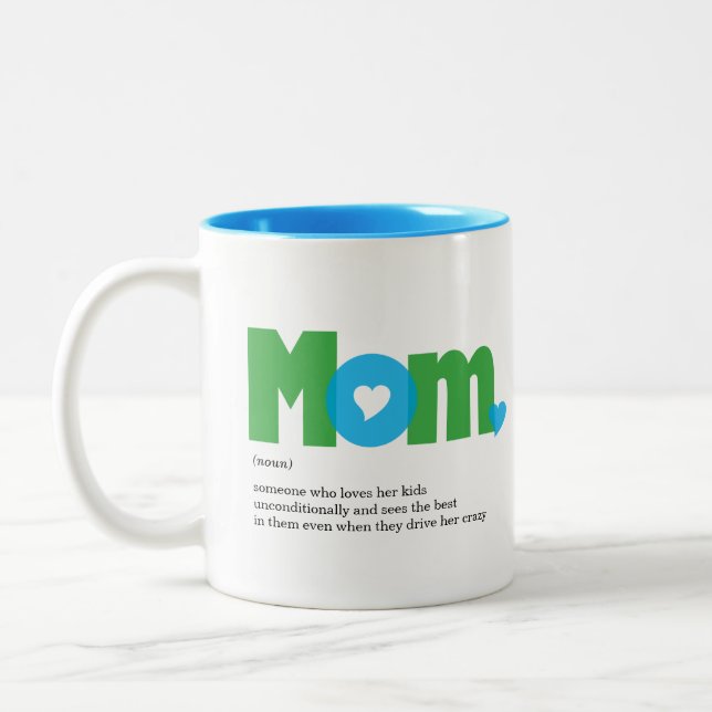 Caneca De Café Em Dois Tons Engraçado Definição de Mãe Azul/Verde (Esquerda)