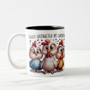 Caneca De Café Em Dois Tons Engraçado Distraído Por Galinhas