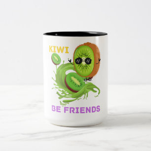 Caneca De Café Em Dois Tons Engraçado dizer Fruta Pun Kiwi seja amigo