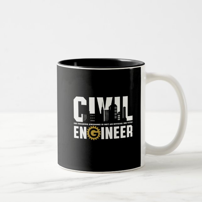 Caneca De Café Em Dois Tons Engraçado Engenheiro de Engenharia Civil (Direita)