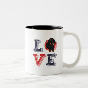 Caneca De Café Em Dois Tons Engraçado Eu Adoro Dachshund Eu Coração Meu Cã