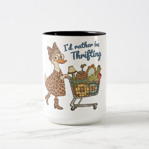 Caneca De Café Em Dois Tons Engraçado Eu Preferiria Estar Fazendo Brechó