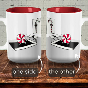 Caneca De Café Em Dois Tons Engraçado Exercício de Cartoon Pesado Doces Natal