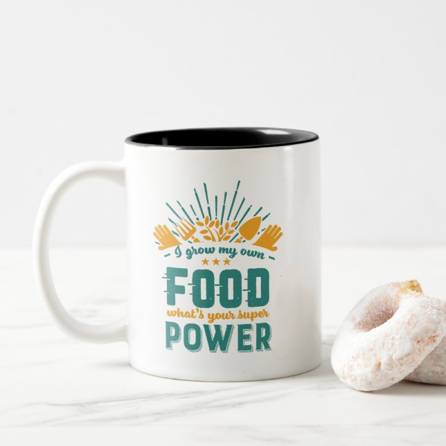 Caneca De Café Em Dois Tons Engraçado Fazendeiro De Citação De Jardinagem Eu C (Com Donut)
