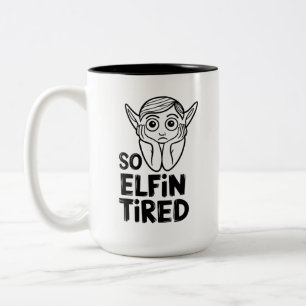 Caneca De Café Em Dois Tons Engraçado Festa de Natal da Manhã de Natal do ELF