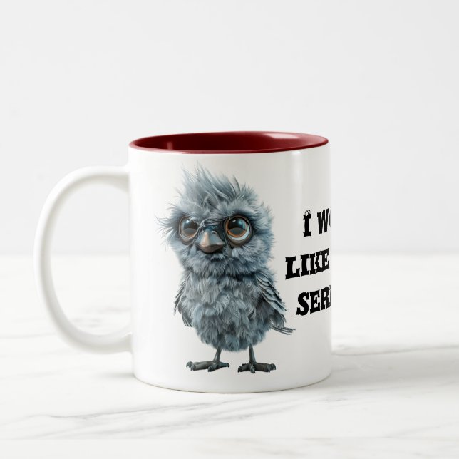 Caneca De Café Em Dois Tons Engraçado Fluffy Bird Mug (Esquerda)