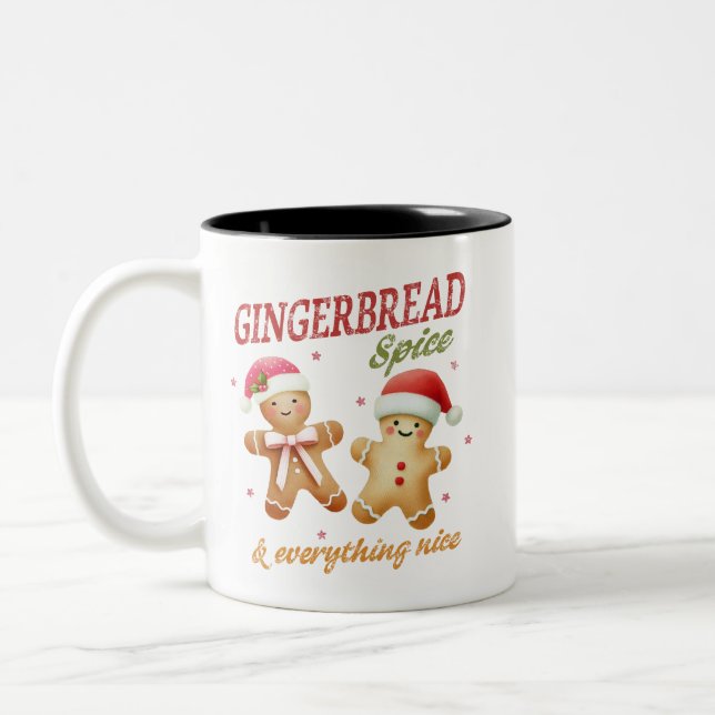 Caneca De Café Em Dois Tons Engraçado Gingerpão Natal (Esquerda)