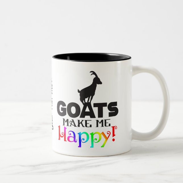 Caneca De Café Em Dois Tons ENGRAÇADO | GOATS Me Faz Feliz (Direita)