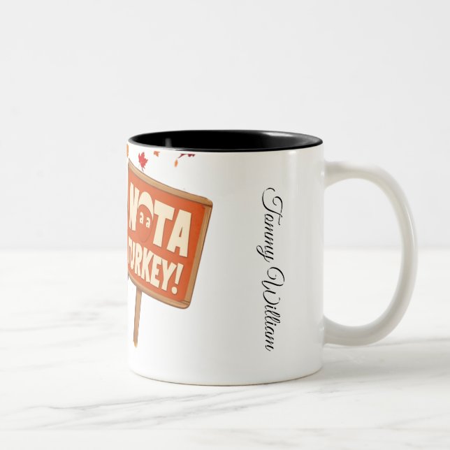 Caneca De Café Em Dois Tons Engraçado Humoroso Ação de Graças à Turquia (Direita)