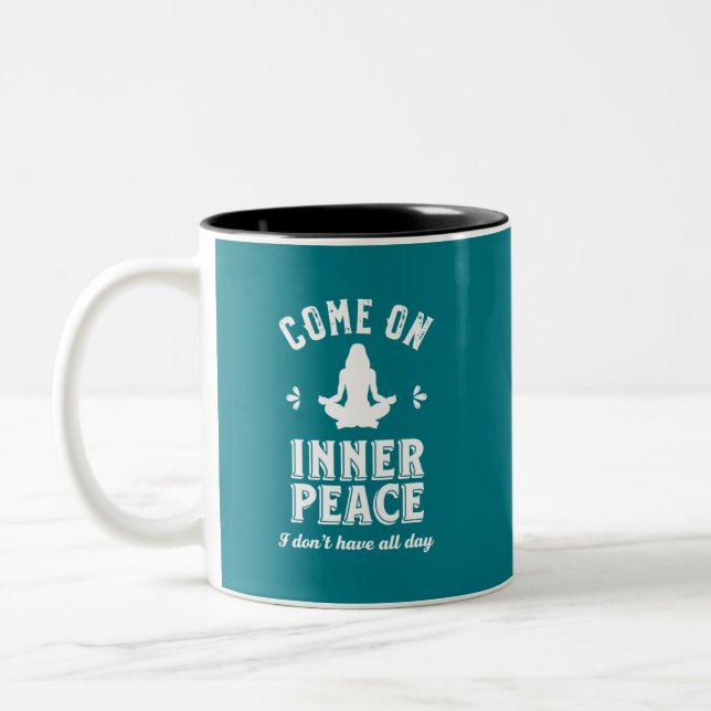 Caneca De Café Em Dois Tons Engraçado Meditação de Yoga Sarcástica Dentro da P (Esquerda)