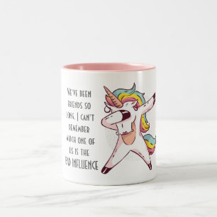 Caneca De Café Em Dois Tons Engraçado melhor amigo, má influência Unicórni