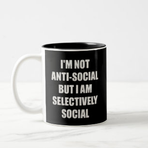 Caneca De Café Em Dois Tons Engraçado Não Sou Antissocial Mas Sou Seletivament