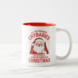 Caneca De Café Em Dois Tons Engraçado Natal Anti Woke Papai Noel