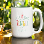 Caneca De Café Em Dois Tons Engraçado Natal Jingle Bells Rainbow Nome Personal<br><div class="desc">Engraçado caneca Holiday lendo PEGUE SEU JINGLE LIGADO em um brilhante design de tipografia do arco-íris com seu nome personalizado abaixo.</div>