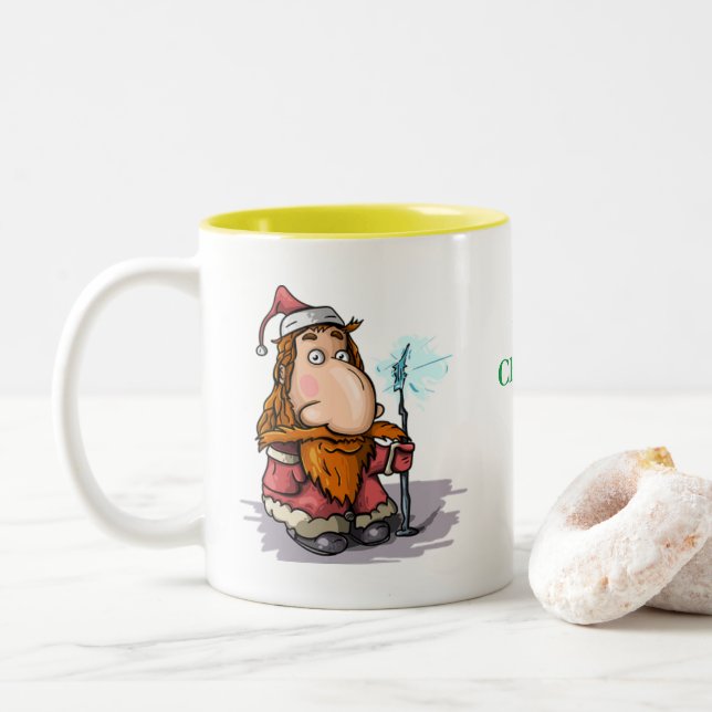 Caneca De Café Em Dois Tons Engraçado Novelty Gift Idea MAGIC CHRISTMAS WISH (Com Donut)