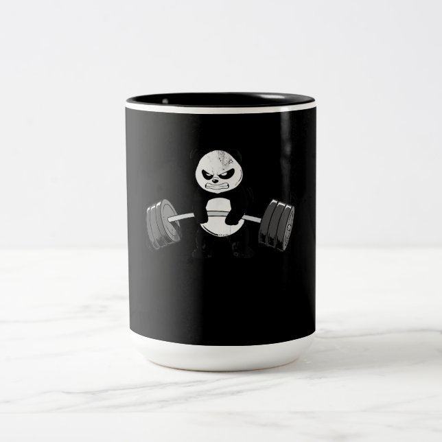 Caneca De Café Em Dois Tons Engraçado Panda Workout Kitten Gym Deadlifpower (Centro)