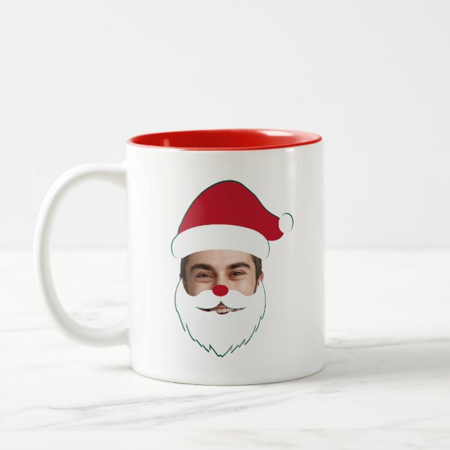 Caneca De Café Em Dois Tons Engraçado Personalidade do Rosto do Pai Natal (Esquerda)