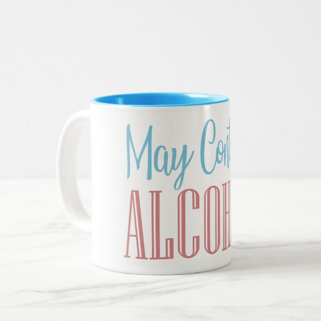 Caneca De Café Em Dois Tons Engraçado Pode Conter Álcool (Frente Esquerda)