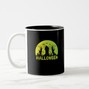 Caneca De Café Em Dois Tons Engraçado-preto-preto-de-bruxa-assustada-bruxa-fof