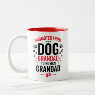 Caneca De Café Em Dois Tons Engraçado, Promovido De Avô De Cachorro Para Avô H