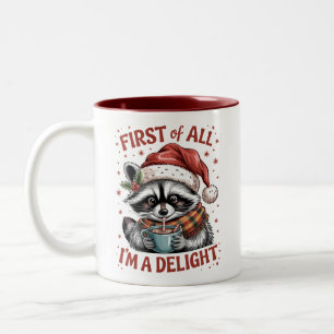 Caneca De Café Em Dois Tons Engraçado Raccoon, antes de tudo, sou um Feliz Nat