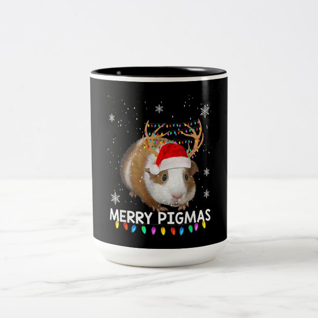 Caneca De Café Em Dois Tons Engraçado Reindeer Guiné Pig Natal (Centro)