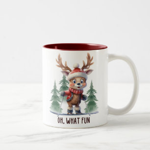 Caneca De Café Em Dois Tons Engraçado Reindeer Oh Que Divertido