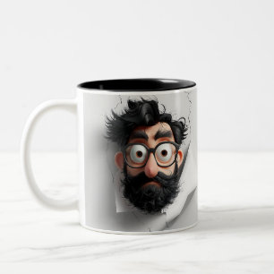 Caneca De Café Em Dois Tons Engraçado Rosto Mug
