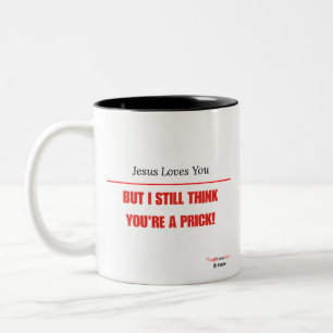Caneca De Café Em Dois Tons Engraçado Sarcástico — Jesus Te Ama Mas Eu Ainda..