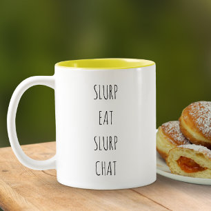 Caneca De Café Em Dois Tons Engraçado Simples Escória Moderna Coma Bate Chat