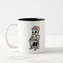 Caneca De Café Em Dois Tons Engraçado Skeleton esperando