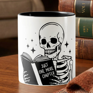 Caneca De Café Em Dois Tons Engraçado Só Mais Um Capítulo Leitura Esqueleto