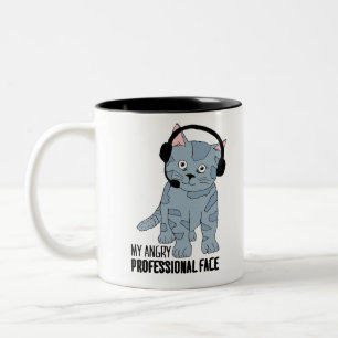 Caneca De Café Em Dois Tons Engraçado Sorrindo Gato Profissional Epic Sarcás