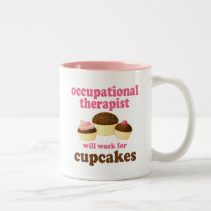 Caneca De Café Em Dois Tons Engraçado trabalhará para cupcakes Therapis