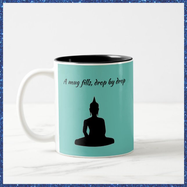 Caneca De Café Em Dois Tons Engraçado Turquoise Buddha Cotação Mug (Criador carregado)