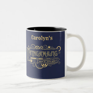 Caneca De Café Em Dois Tons Engraçado Vintage Roxo Thingamajig