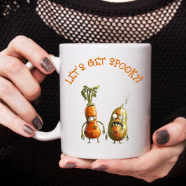 Caneca De Café Em Dois Tons Engraçados vegetais no Halloween