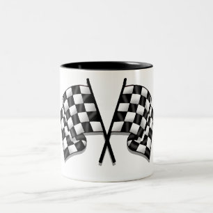Caneca De Café Em Dois Tons Engrenagem chequered Motorsport de vista de seda