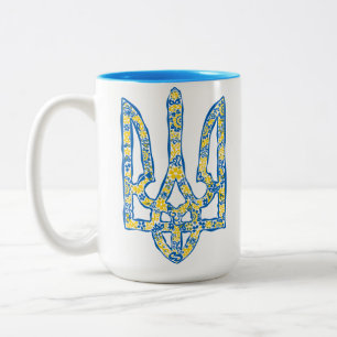 Caneca De Café Em Dois Tons Énica nacional ucraniana emblem trident trizub